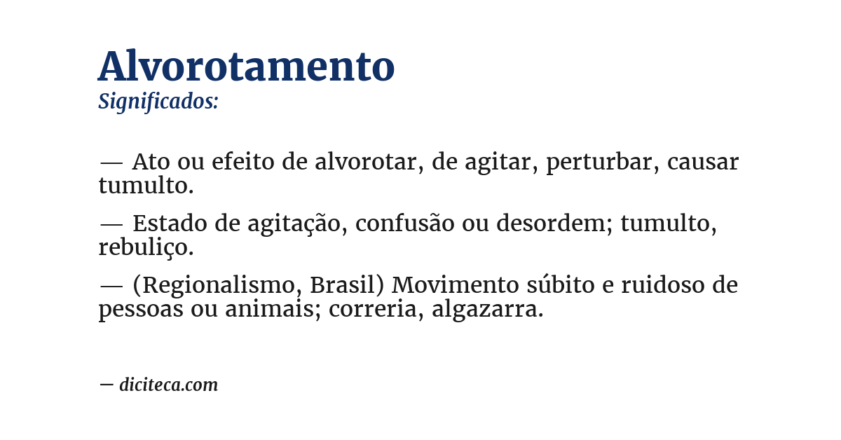 Significado de alvorotamento