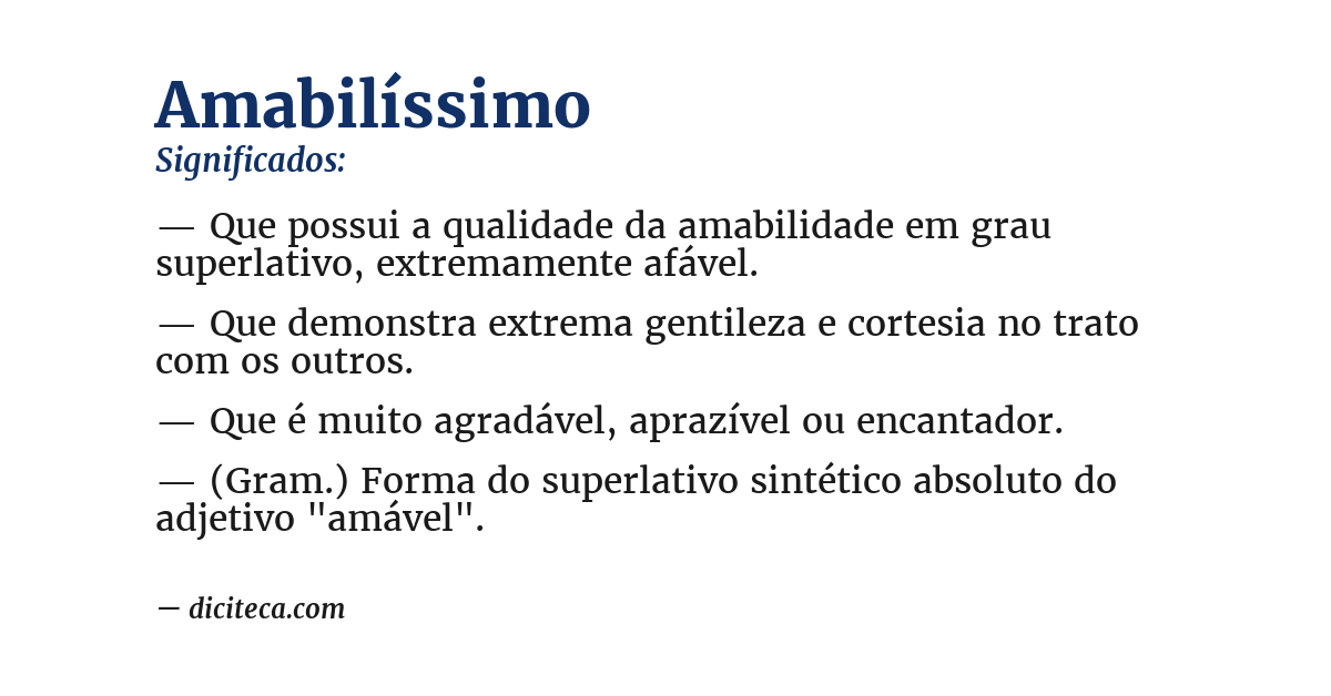 Significado de amabilíssimo