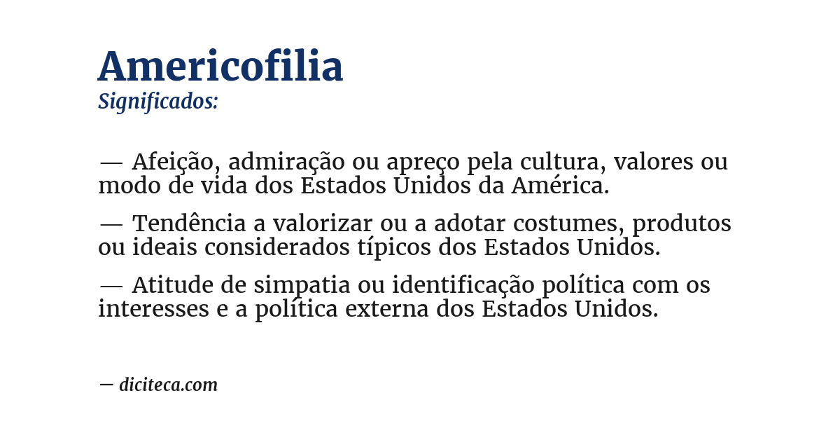 Significado de americofilia
