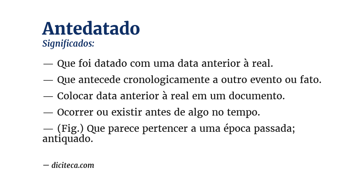 Significado de antedatado