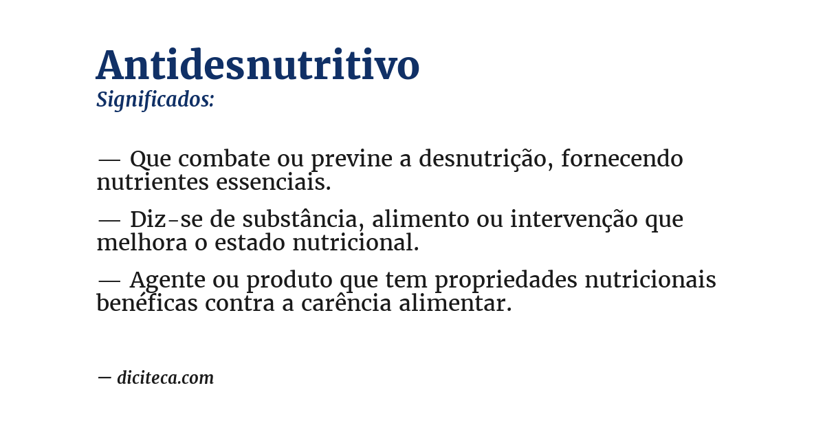 Significado de antidesnutritivo