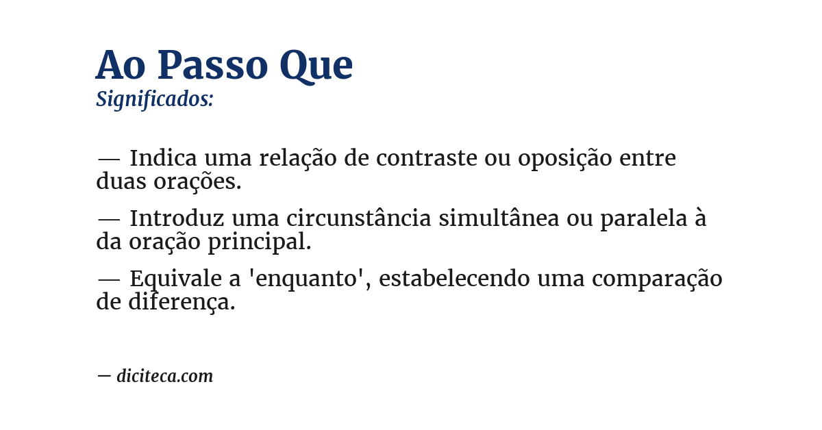Significado de ao passo que