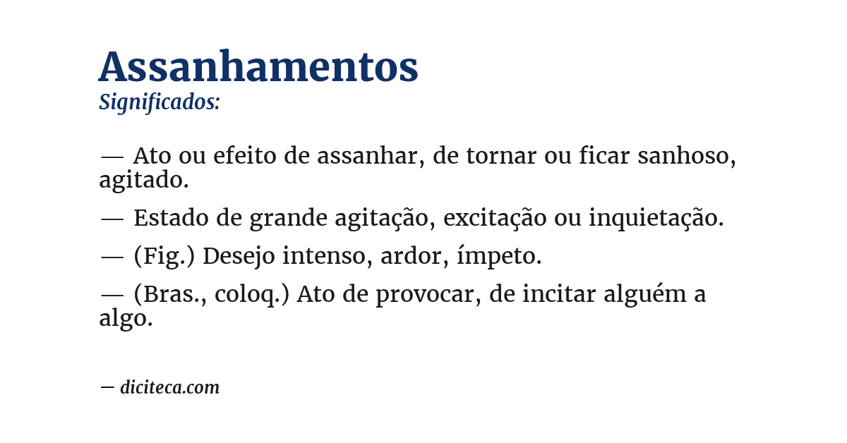 Significado de assanhamentos