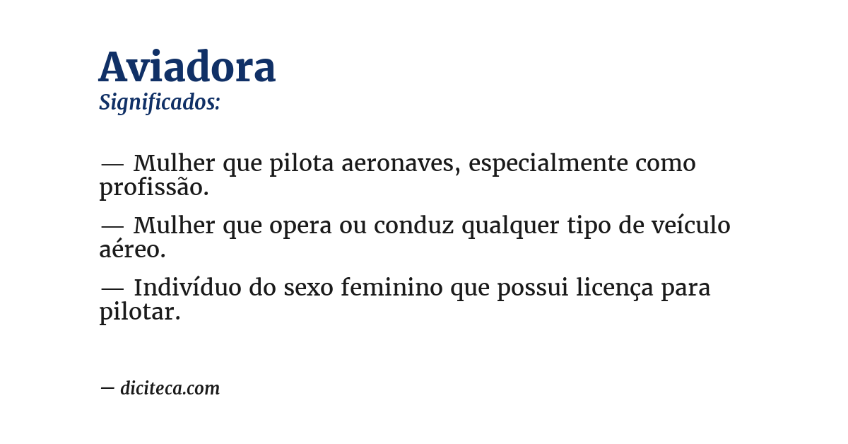 Significado de aviadora