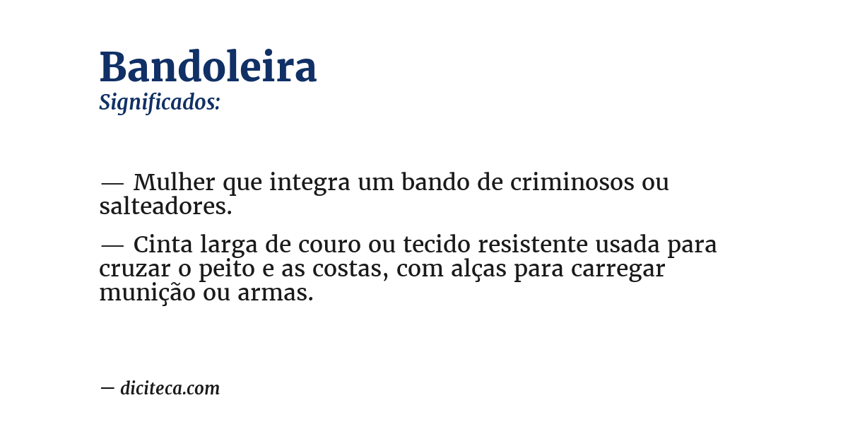 Significado de bandoleira
