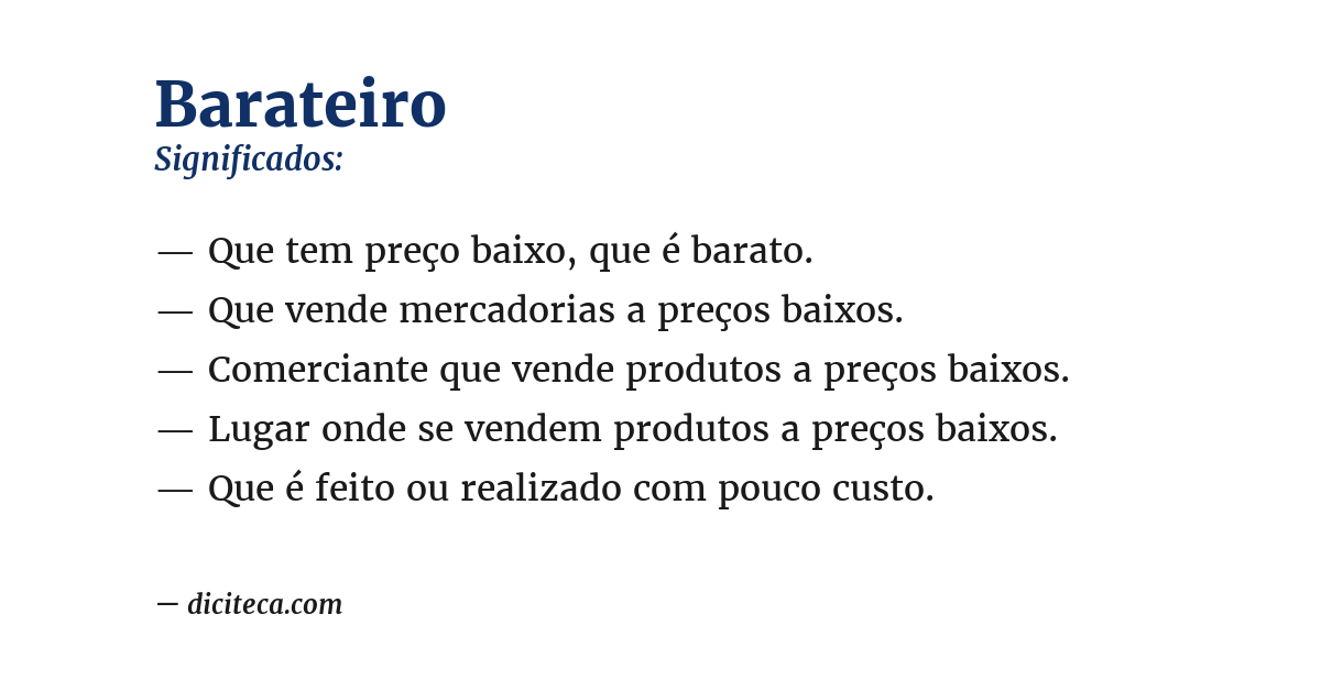 Significado de barateiro