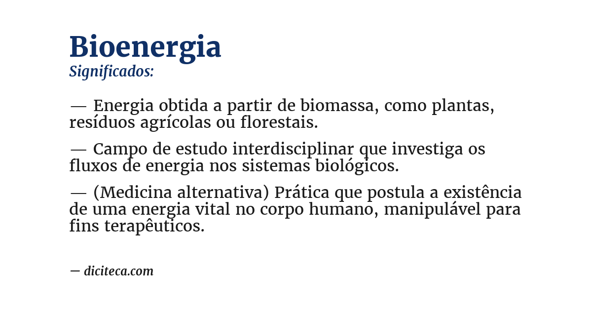 Significado de bioenergia