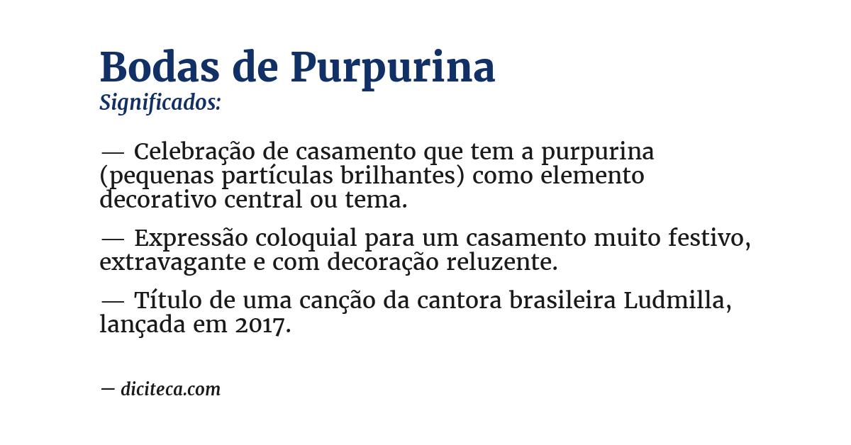 Significado de bodas de purpurina
