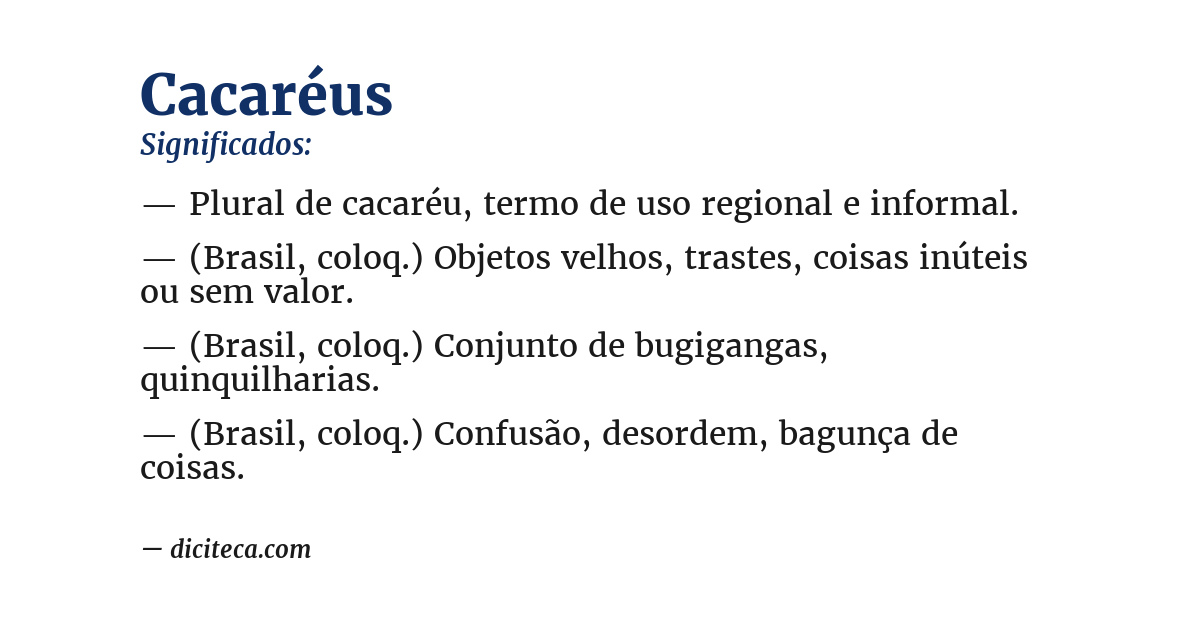 Significado de cacaréus