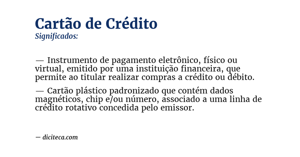 Significado de cartão de crédito