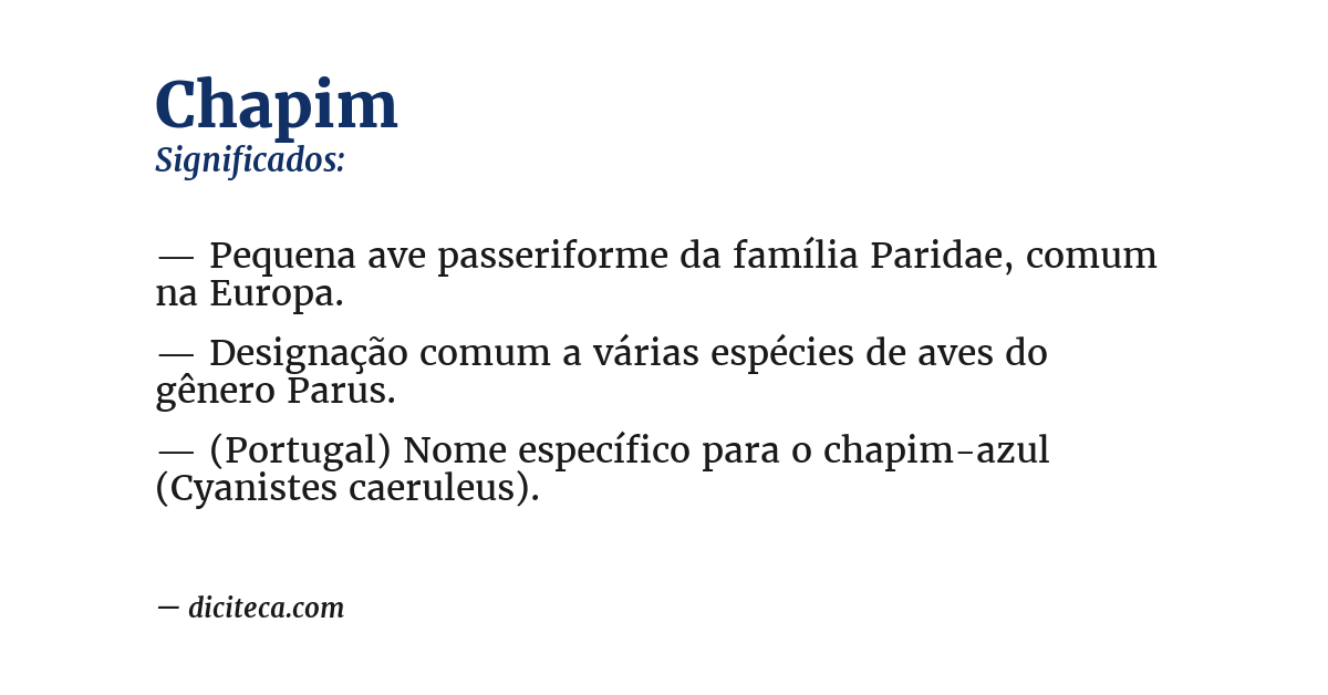 Significado de chapim