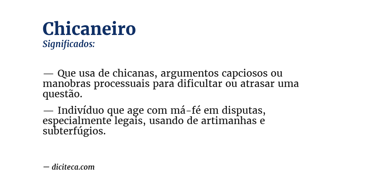 Significado de chicaneiro