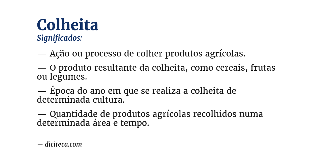 Significado de colheita