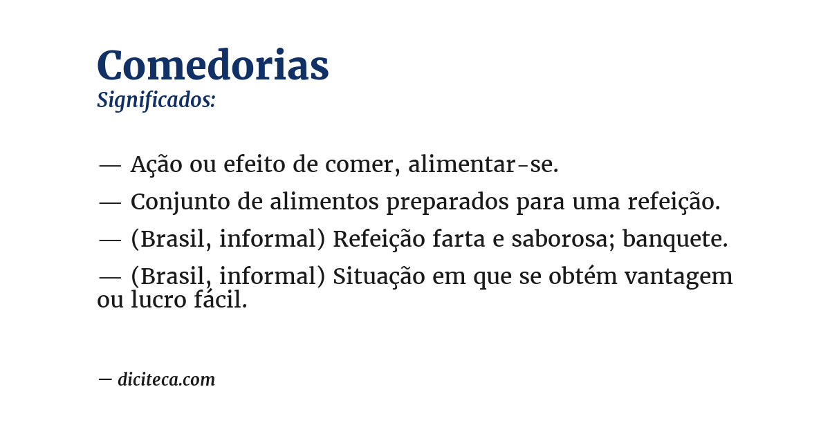 Significado de comedorias