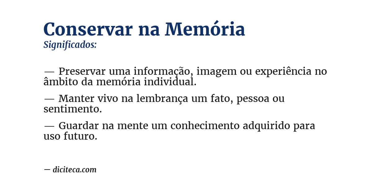 Significado de conservar na memória