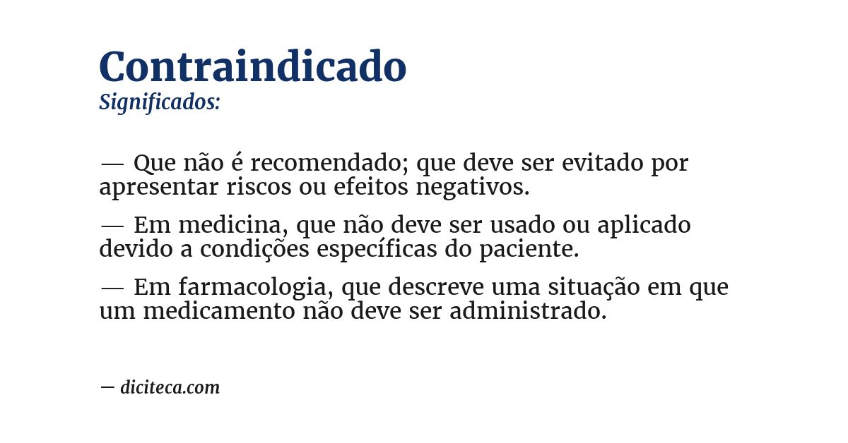 Significado de contraindicado