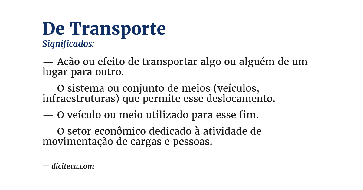 Significado de de transporte