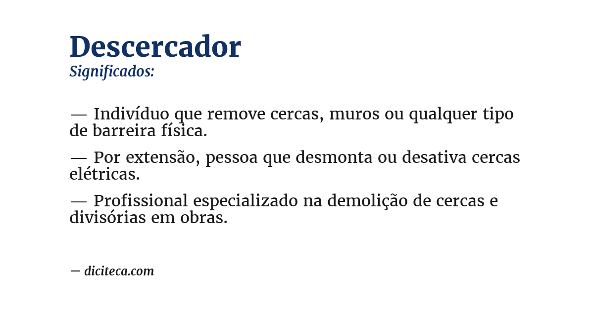 Significado de descercador