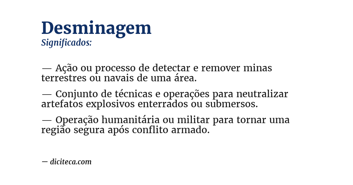 Significado de desminagem