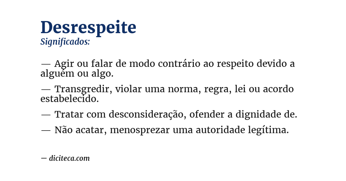 Significado de desrespeite
