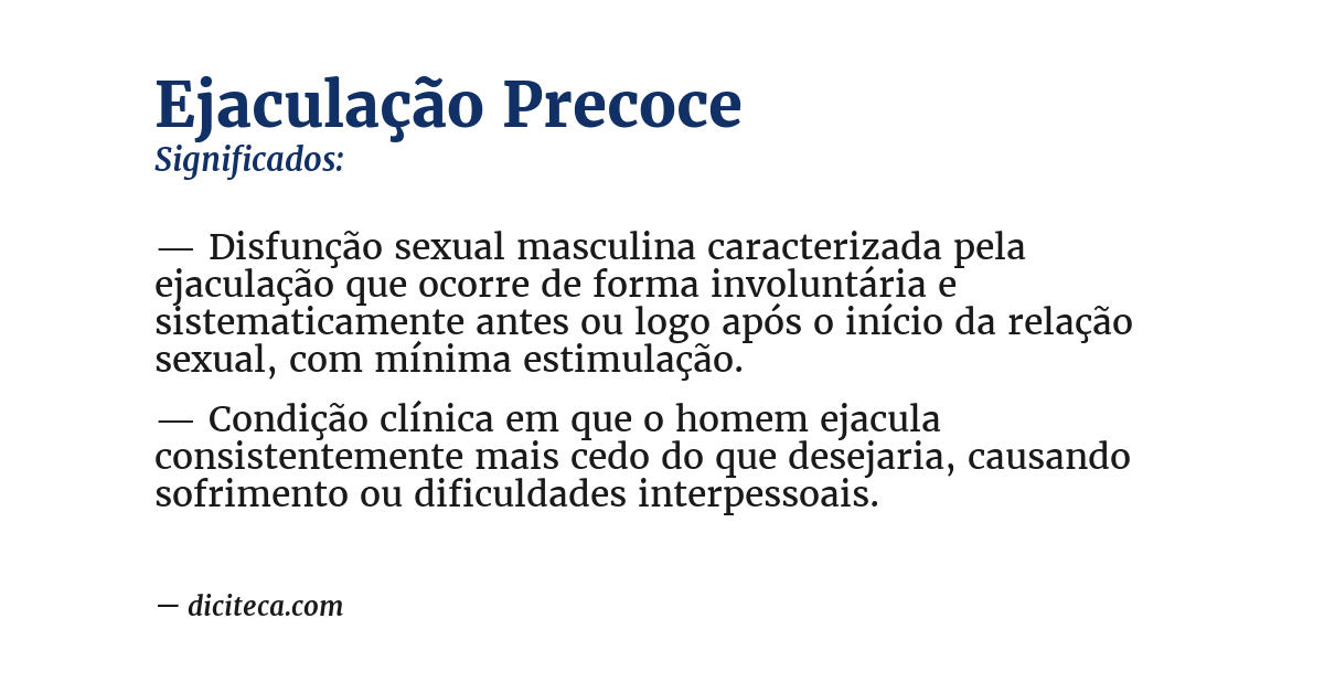 Significado de ejaculação precoce