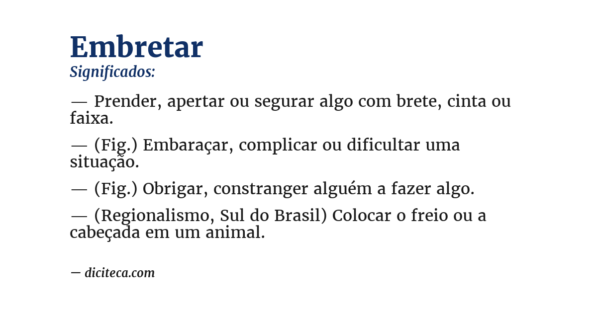 Significado de embretar