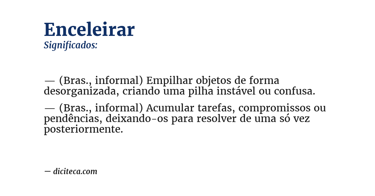 Significado de enceleirar