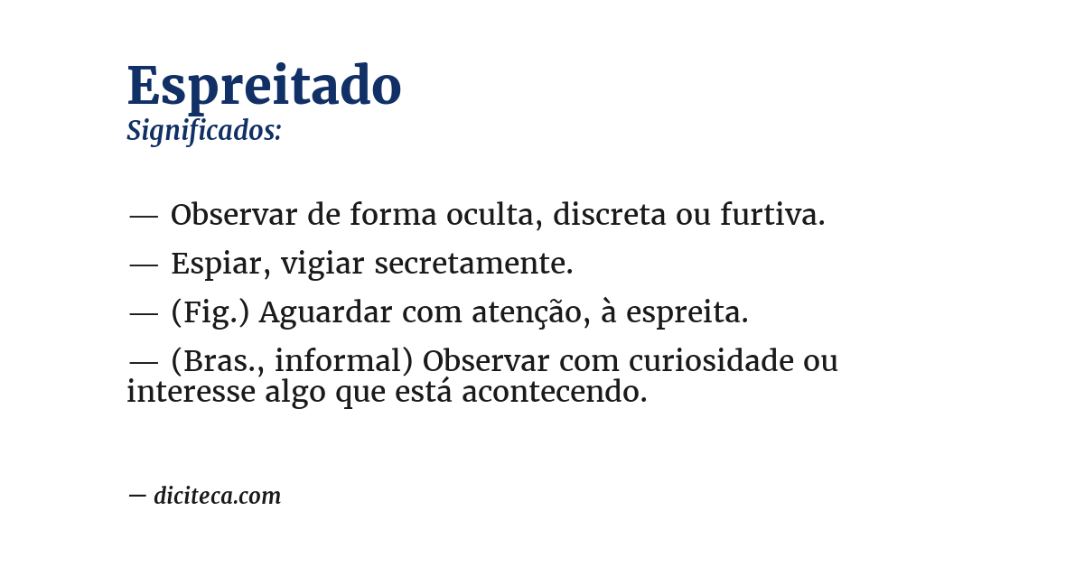 Significado de espreitado