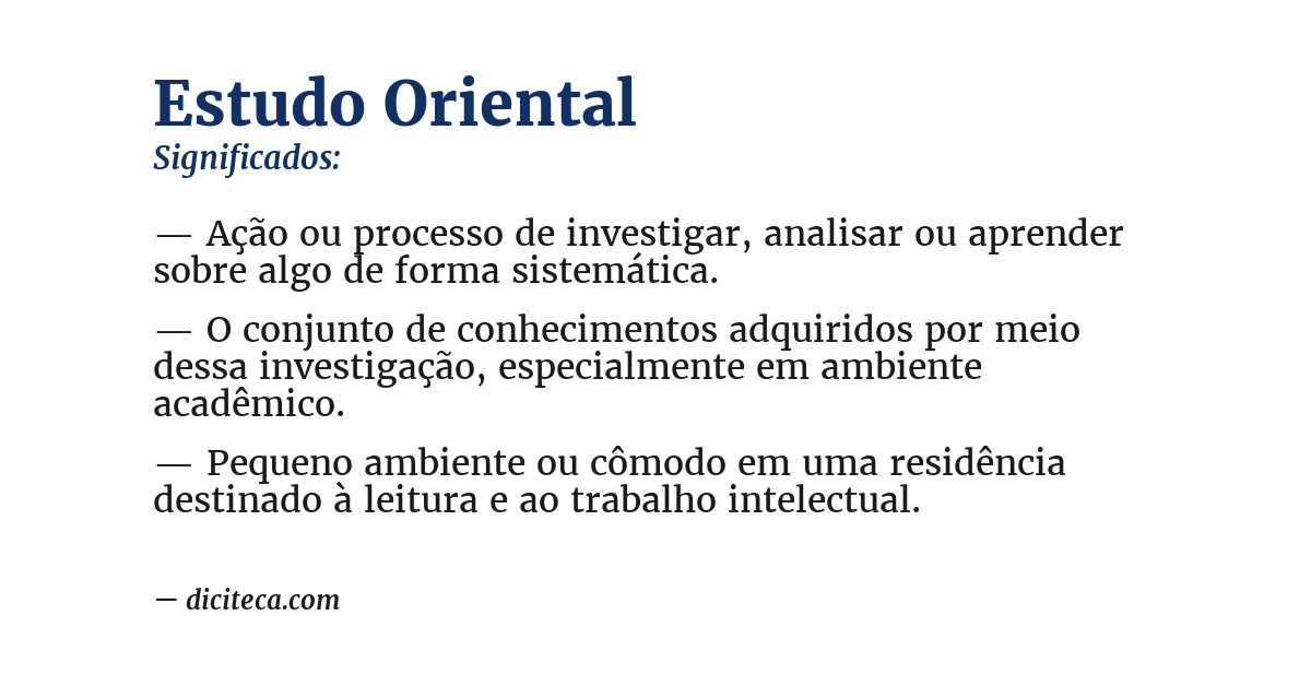 Significado de estudo oriental