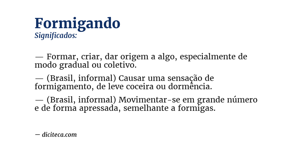Significado de formigando