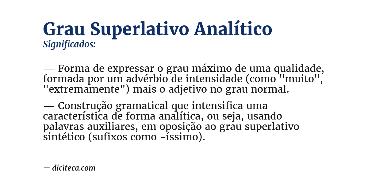 Significado de grau superlativo analítico