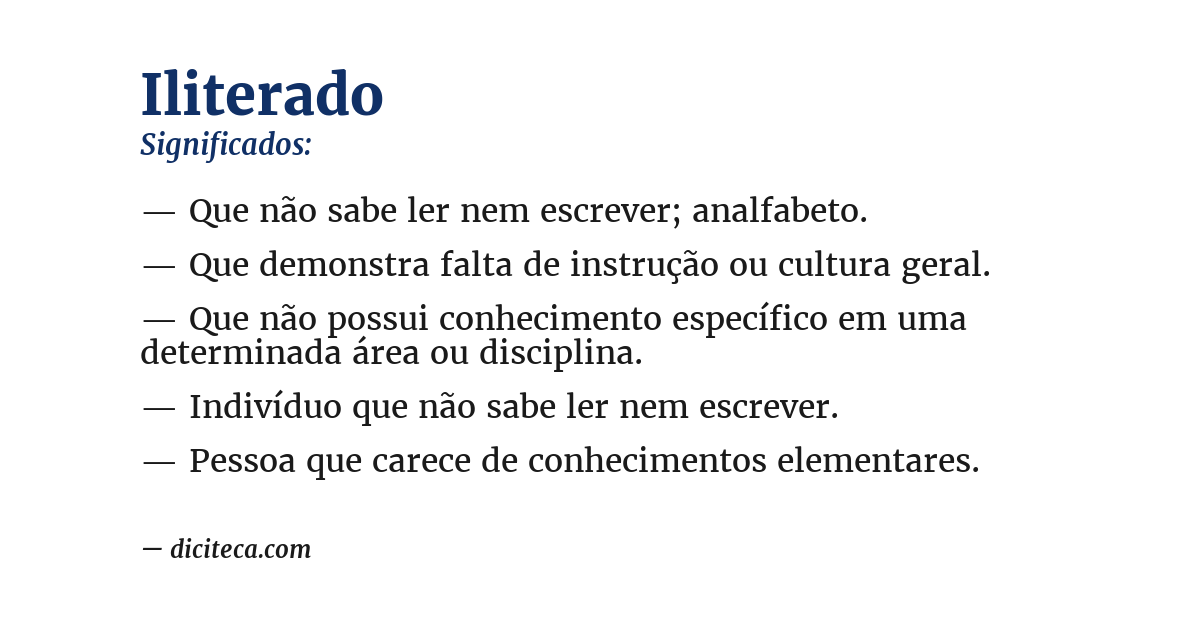 Significado de iliterado