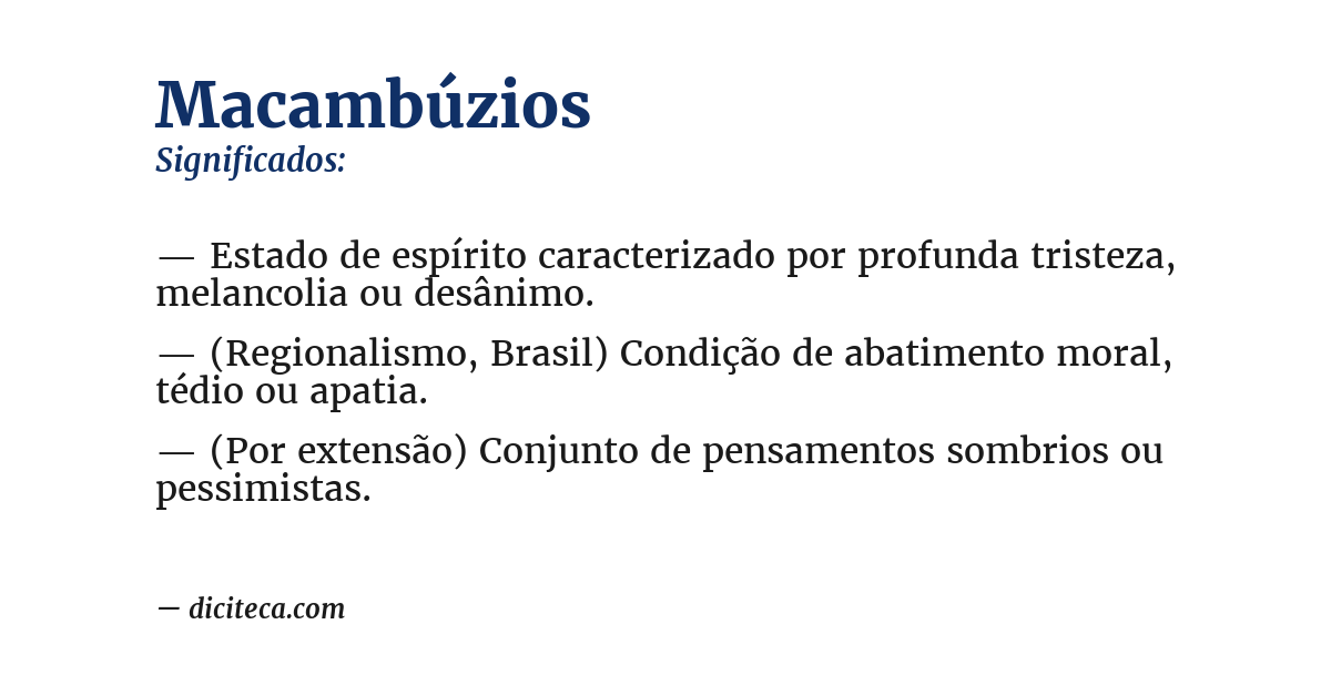 Significado de macambúzios
