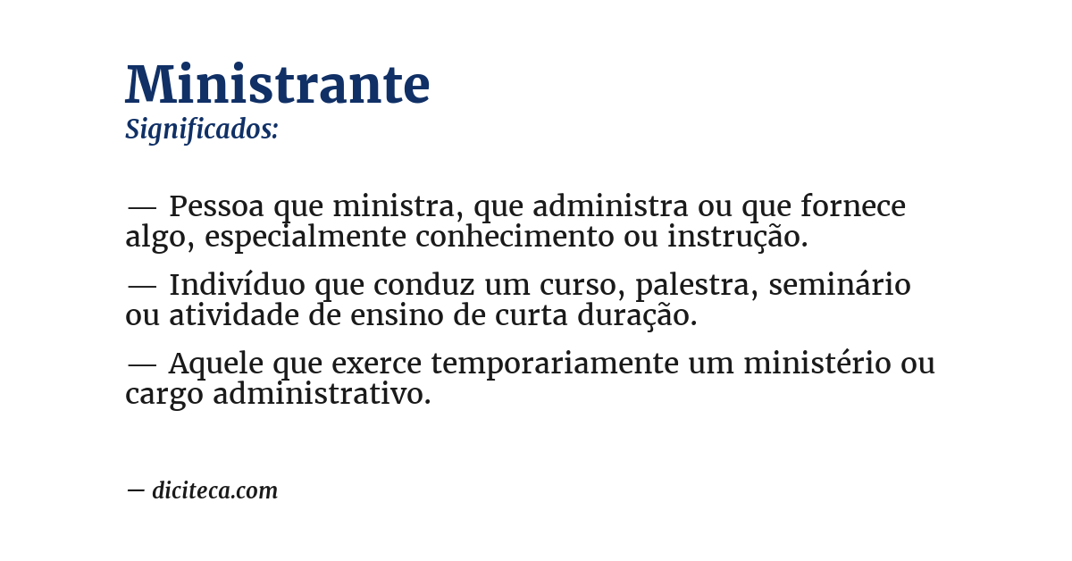 Significado de ministrante