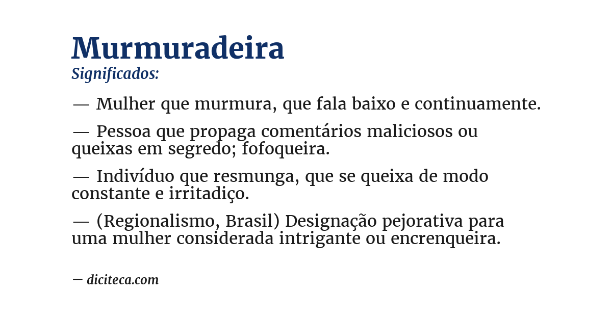 Significado de murmuradeira