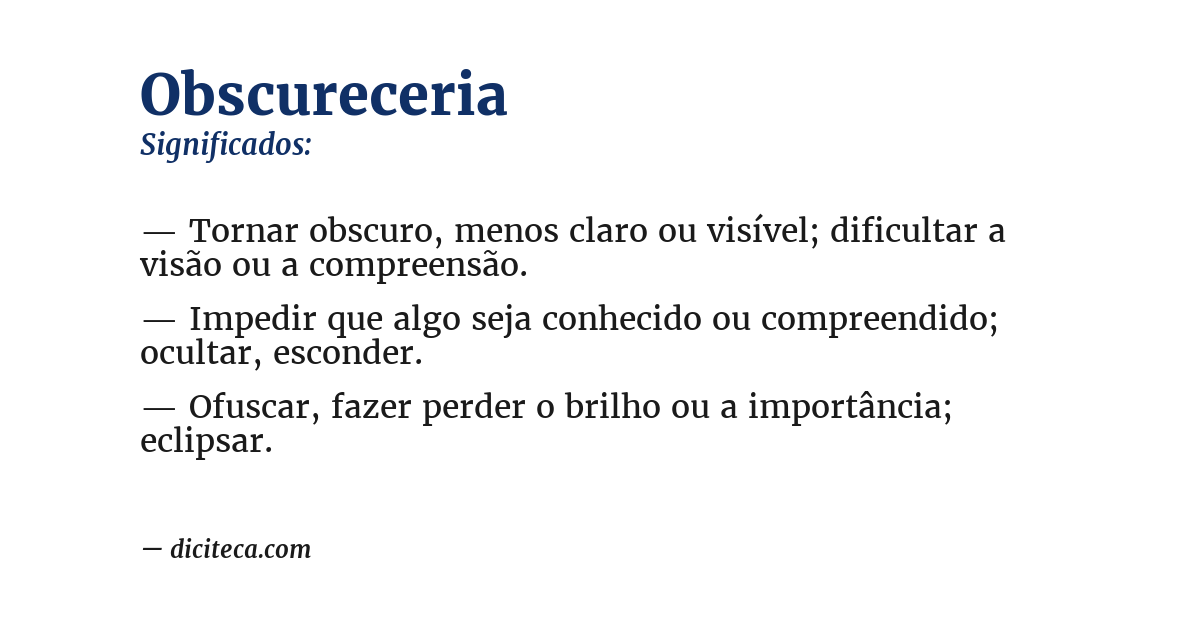 Significado de obscureceria