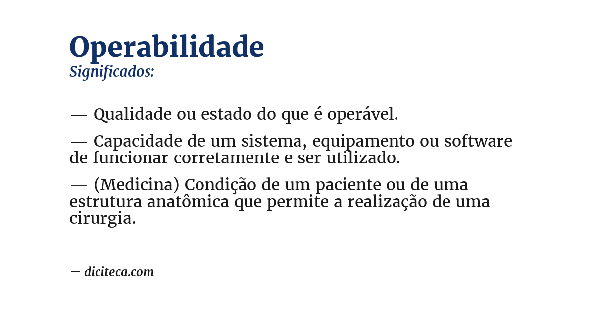 Significado de operabilidade