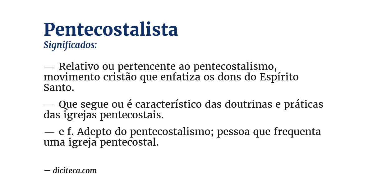 Significado de pentecostalista