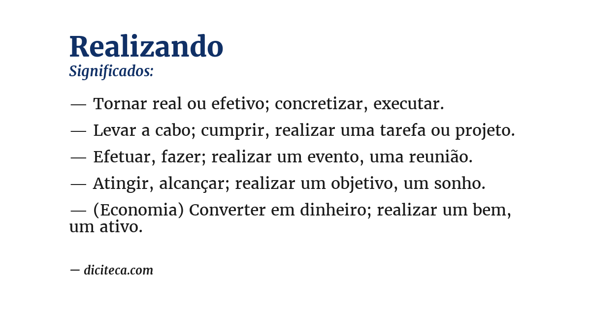 Significado de realizando