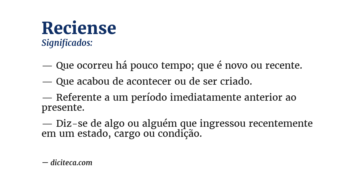 Significado de reciense
