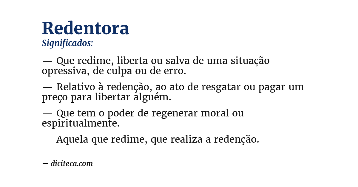 Significado de redentora