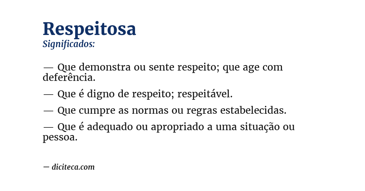 Significado de respeitosa
