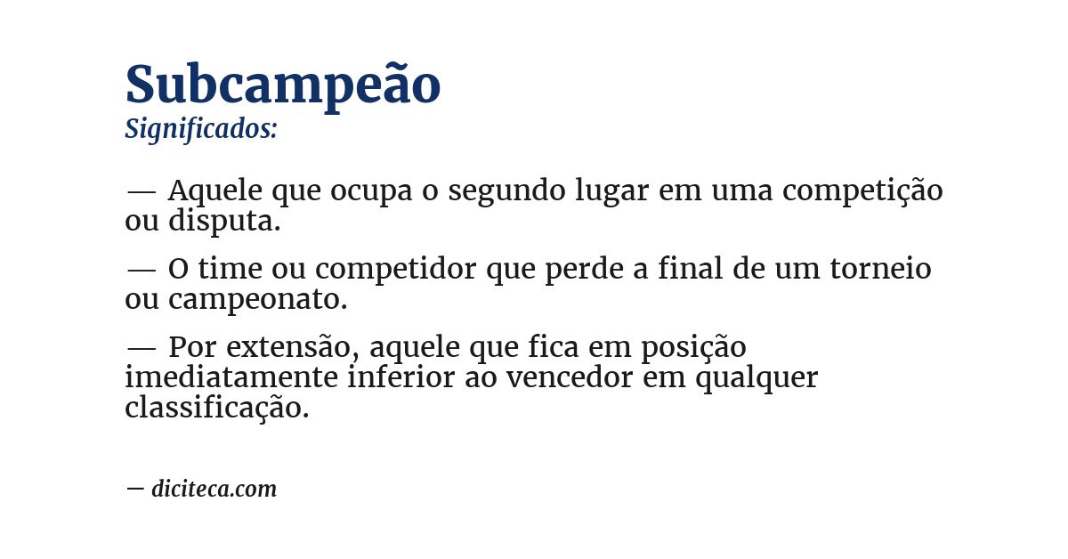 Significado de subcampeão