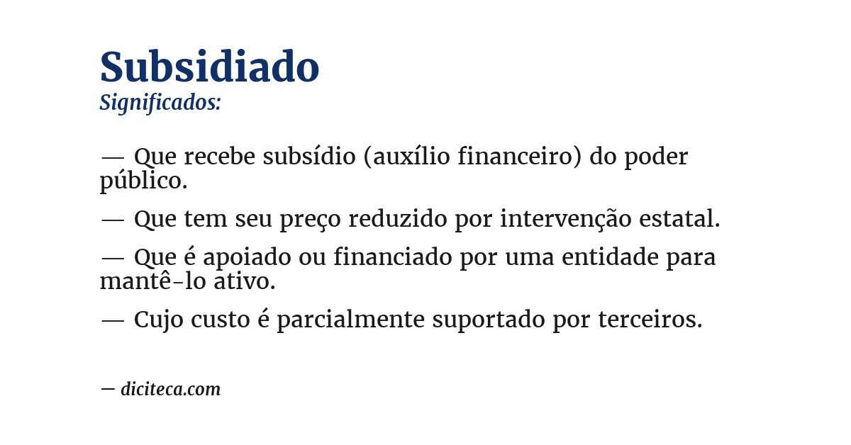 Significado de subsidiado