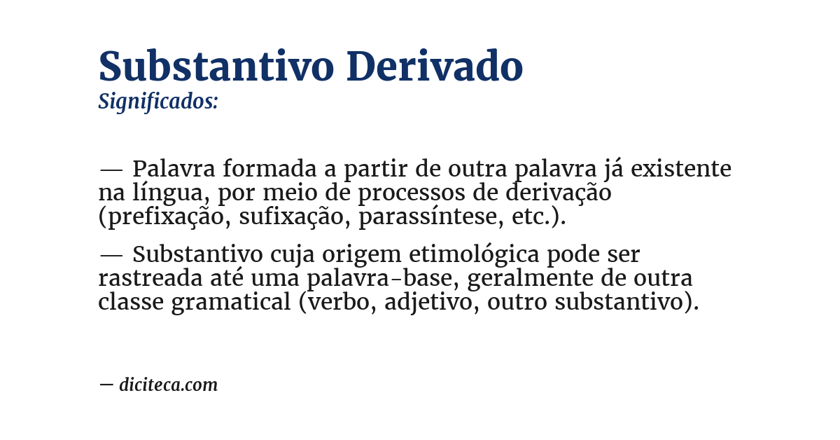 Significado de substantivo derivado
