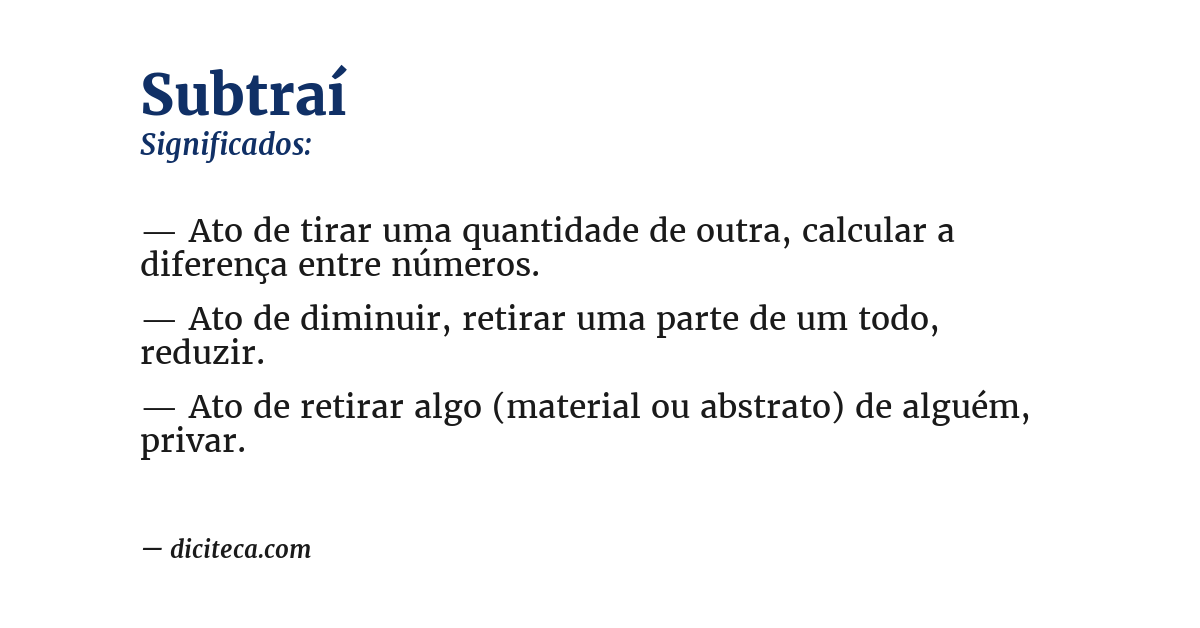 Significado de subtraí