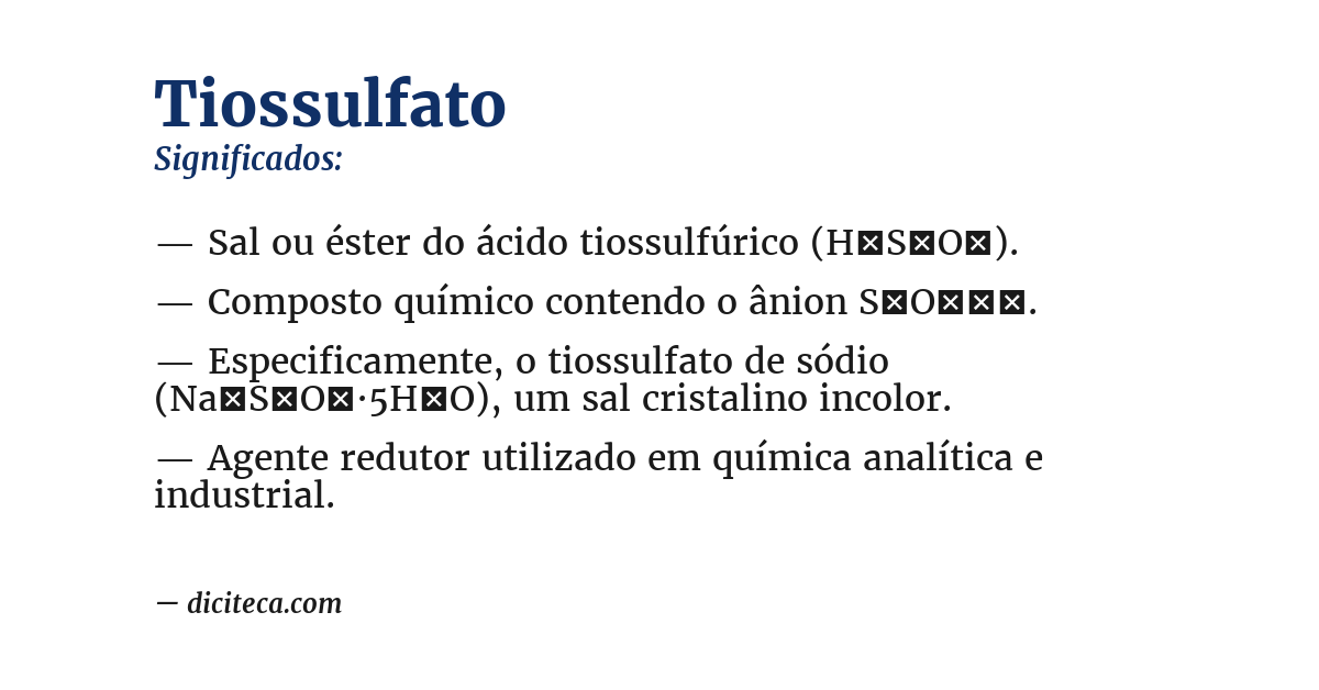 Significado de tiossulfato