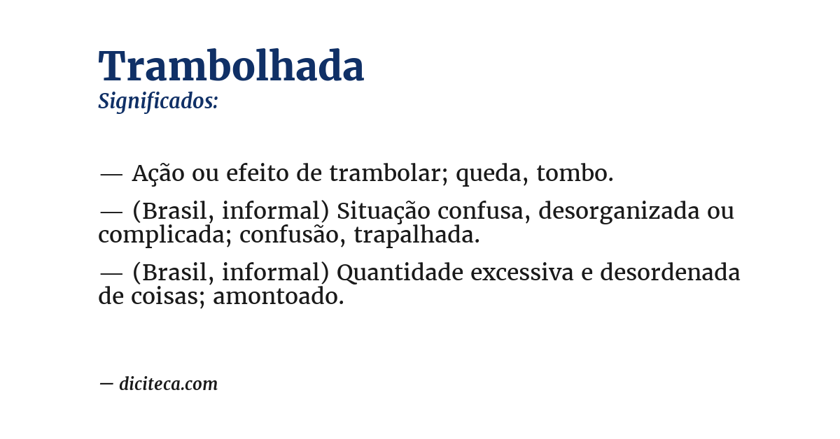 Significado de trambolhada