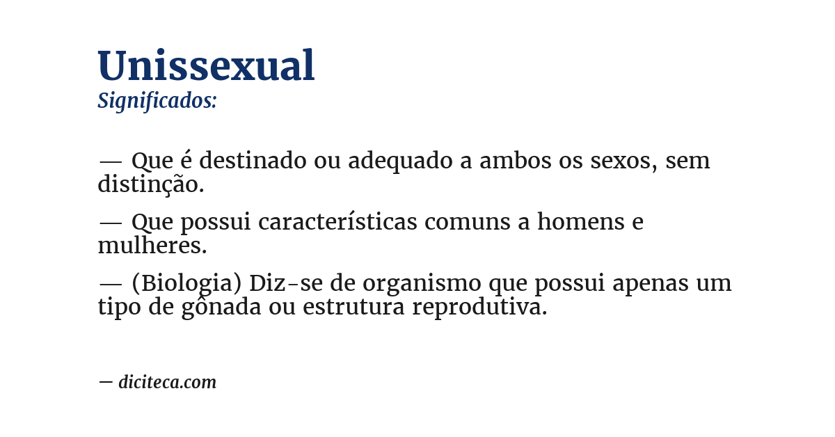 Significado de unissexual