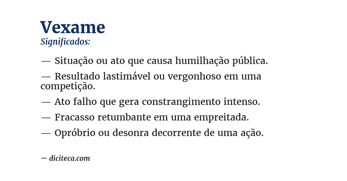 Significado de vexame